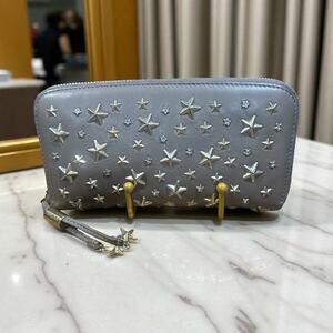 Jimmy Choo Taupe Leather Stars Long Wallet